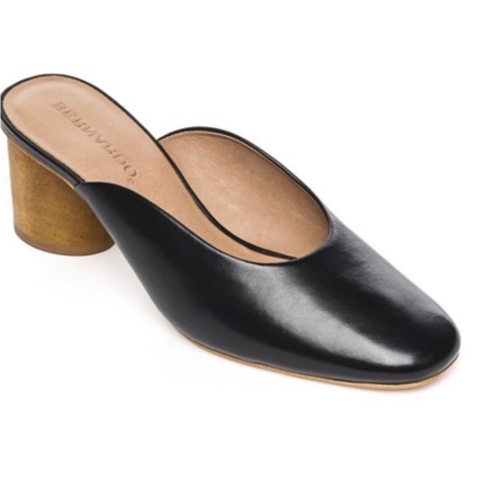 Bernardo Irene Black Leather Mule Heels Block Heel Slip On Size 9 - Picture 2 of 11